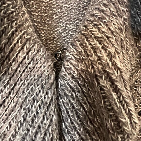 Karen Scott Petite XL Ruffle Cardigan Sweater Beige Marled Knit Cozy Open Front - Picture 7 of 13